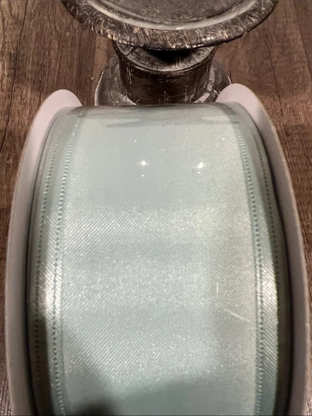 Kirkland Signature Satin Wire-Edged Ribbon in Mint Blue